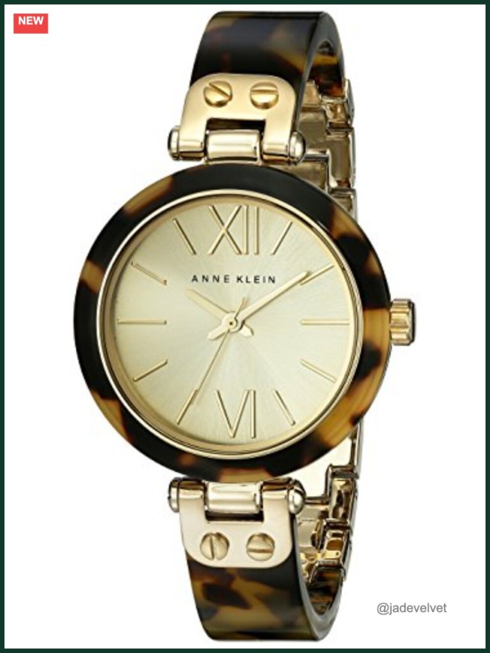 Anne Klein Women's Resin Bangle Watch Gold Tone Analog